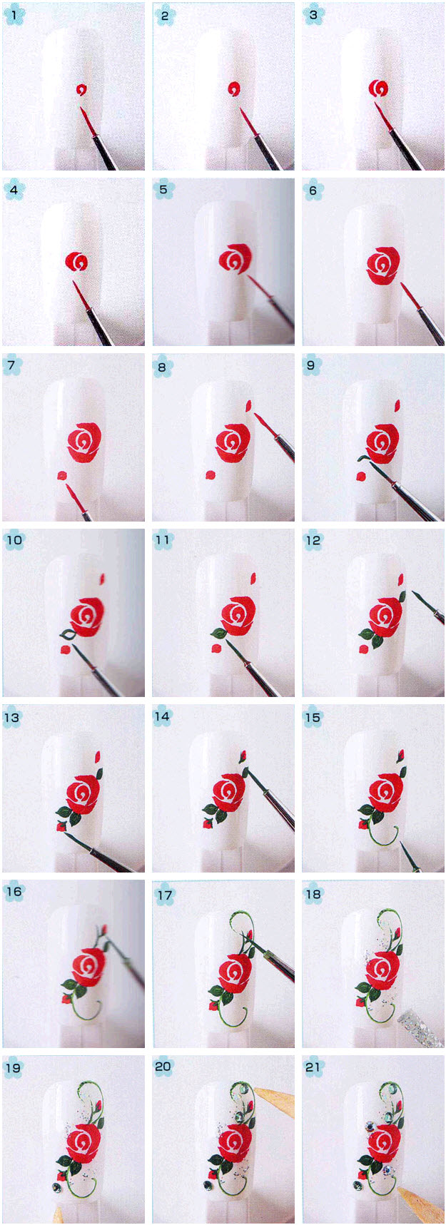 Пошаговая схема рисования розы